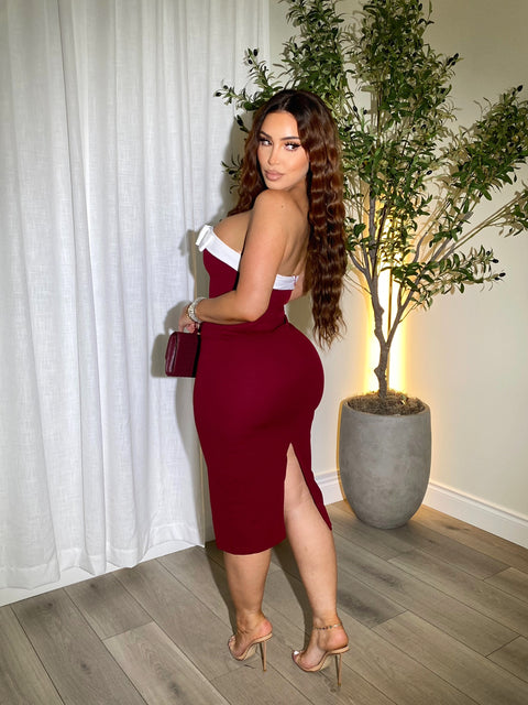 Evening Charm Burgandy Dress