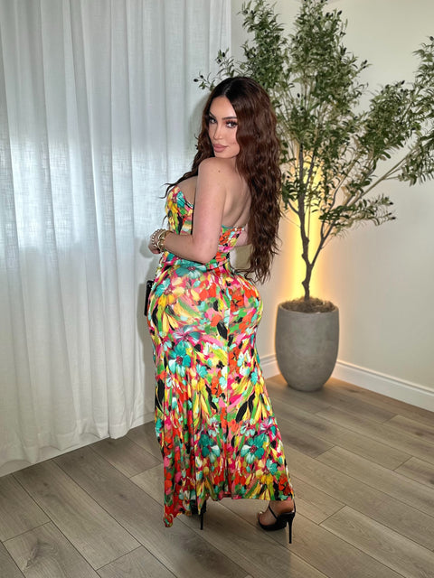 Tropical Hues Long Maxi Dress