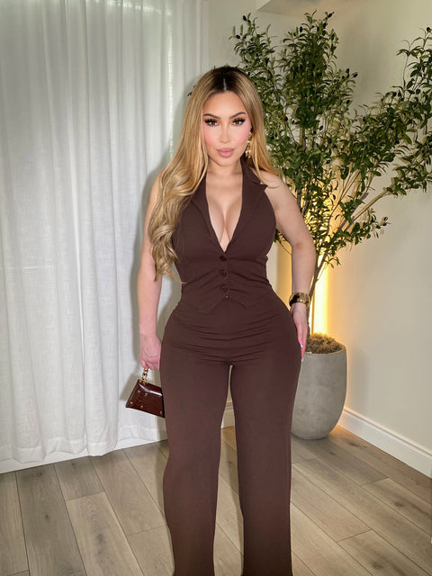 Executive Brown Jumpsuit