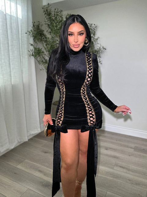 Present Black Velvet Dress
