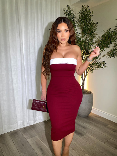 Evening Charm Burgandy Dress