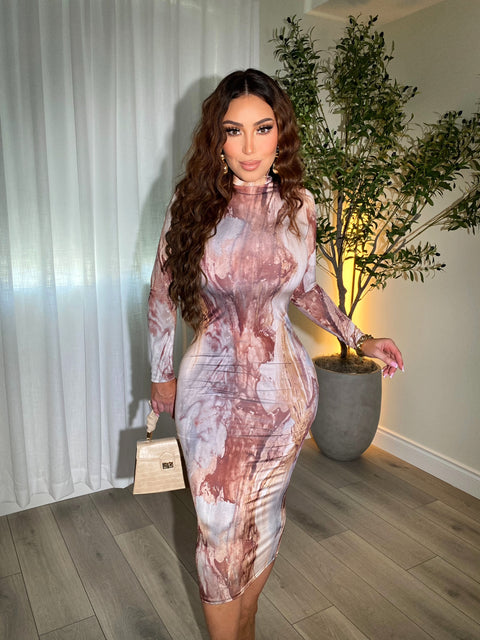 Marble Long Sleeve Dress