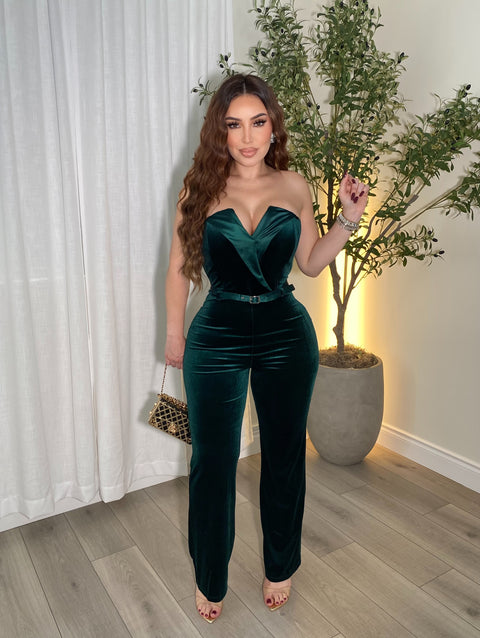 Velvet Dream Green Jumpsuit