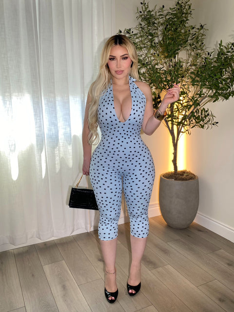 On The Dot Baby Blue Jumpsuit
