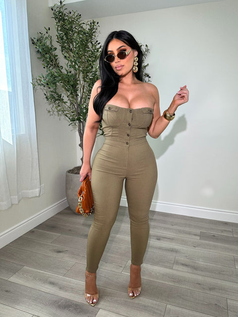 Miami Vibes Olive Jumpsuit