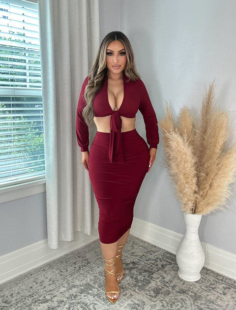 Ready For The Night Burgundy Set
