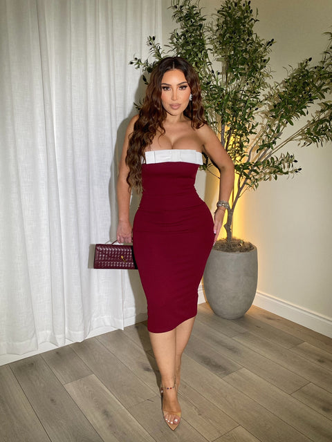 Evening Charm Burgandy Dress