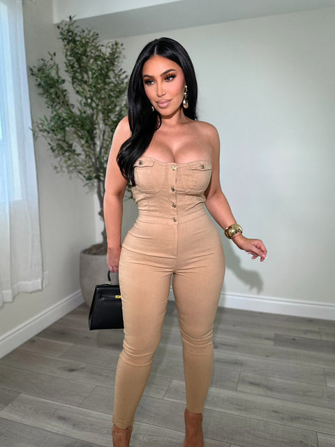 Miami Vibes Khaki Jumpsuit