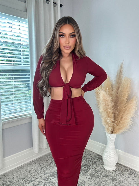 Ready For The Night Burgundy Set