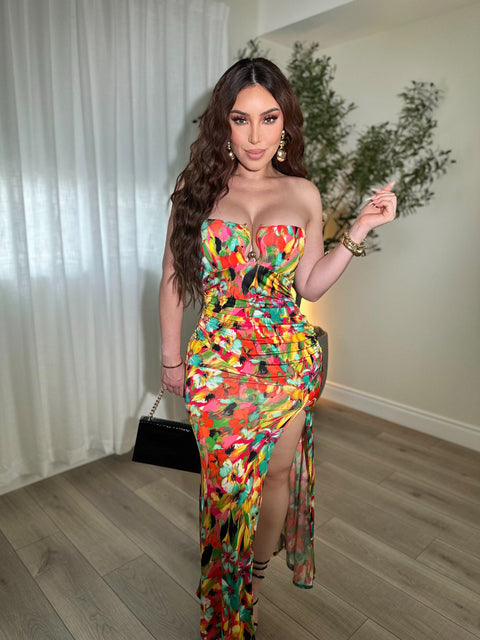 Tropical Hues Long Maxi Dress