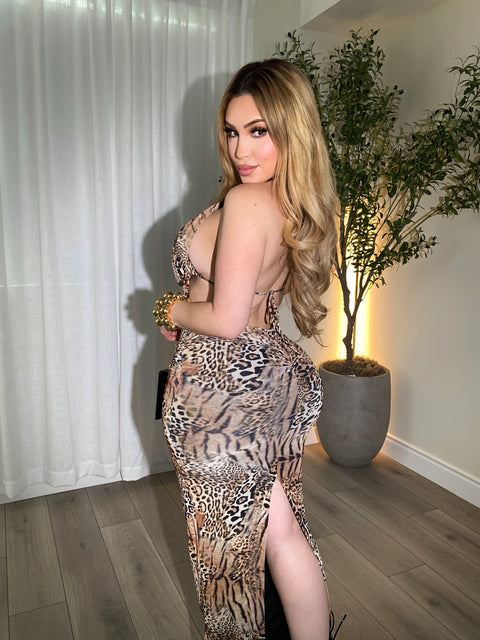 Daring Bombshell Brown Maxi