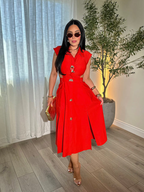 Sahara Orange Red Dress