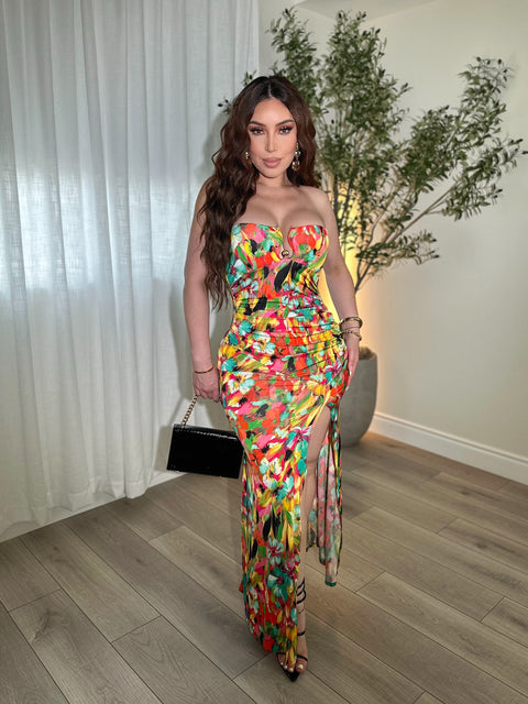 Tropical Hues Long Maxi Dress