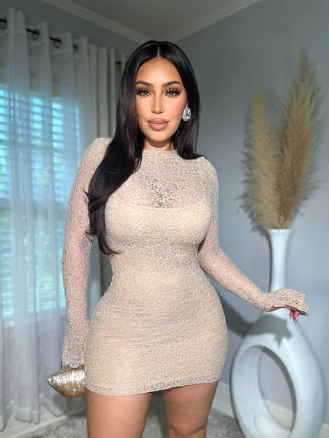 High Standards Taupe Mini Dress