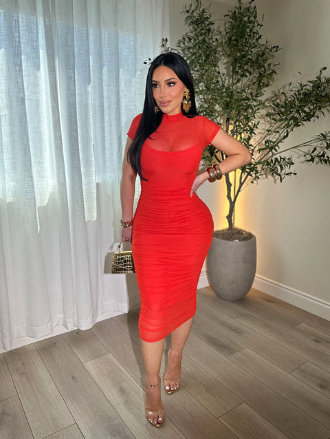 Dashing Red Orange Dress