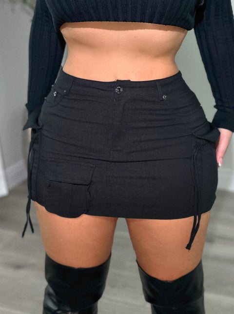 Black Cargo Skirt