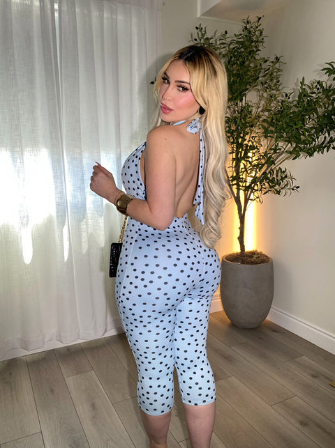 On The Dot Baby Blue Jumpsuit