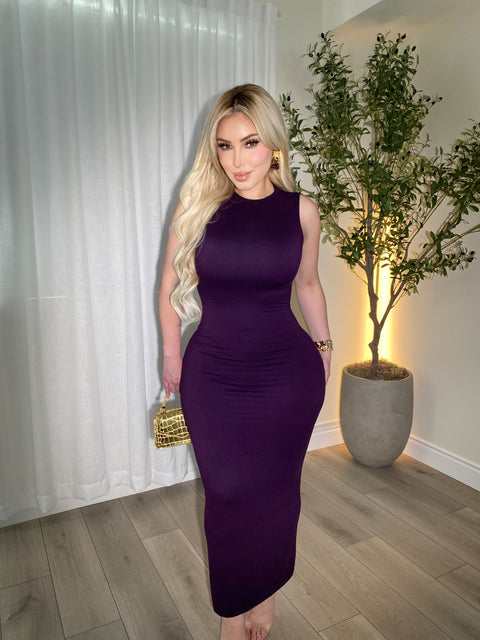 Body Hugging Plum Maxi