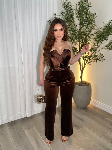 Velvet Dream Brown Jumpsuit