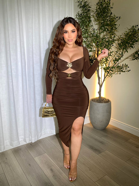 Dahlia Brown Midi Dress