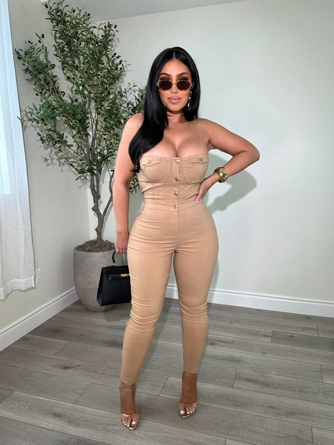 Miami Vibes Khaki Jumpsuit