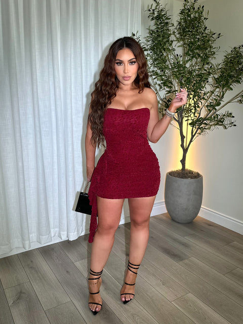Velour Burgundy Micro Dress