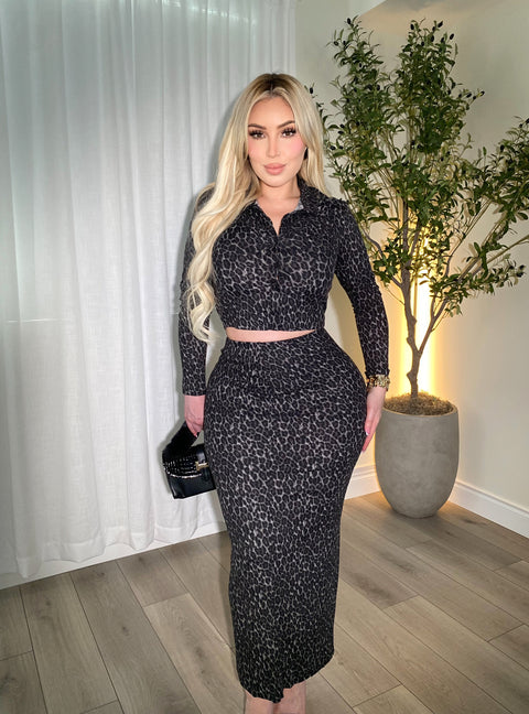 Isabella Leopard Skirt Set