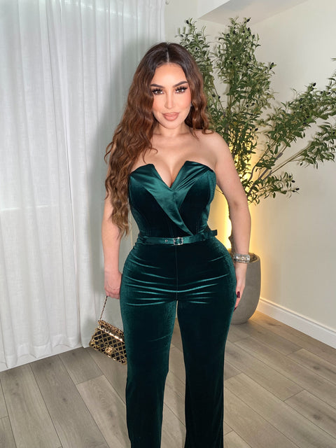 Velvet Dream Green Jumpsuit