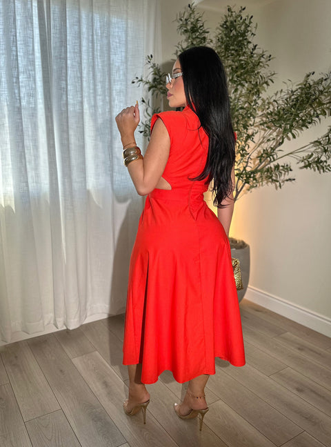 Sahara Orange Red Dress