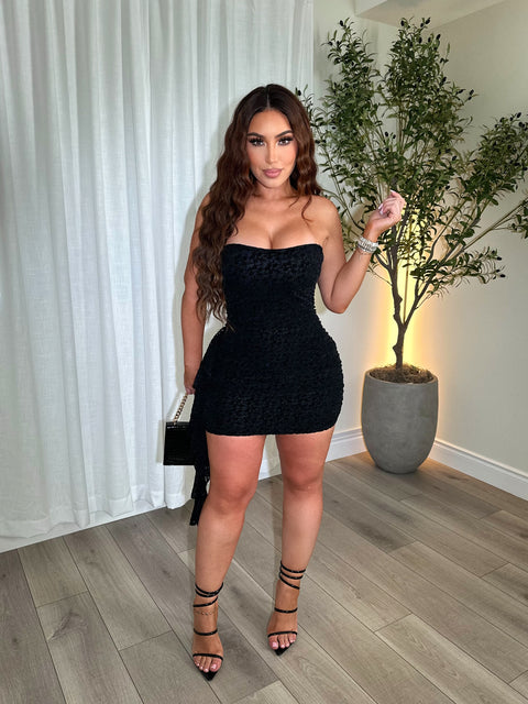 Velour Black Micro Dress