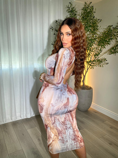Marble Long Sleeve Dress