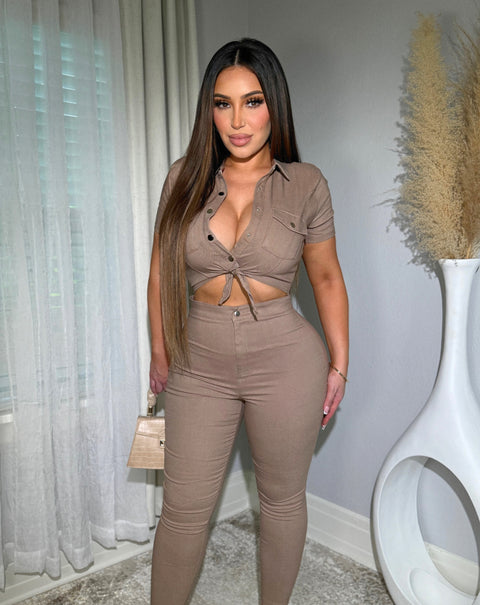 On A Mission Mocha Jumpsuit