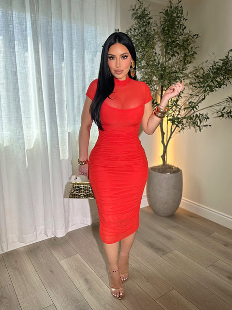 Dashing Red Orange Dress