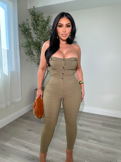 Miami Vibes Olive Jumpsuit