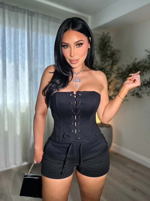 Candy Black Shorts Set