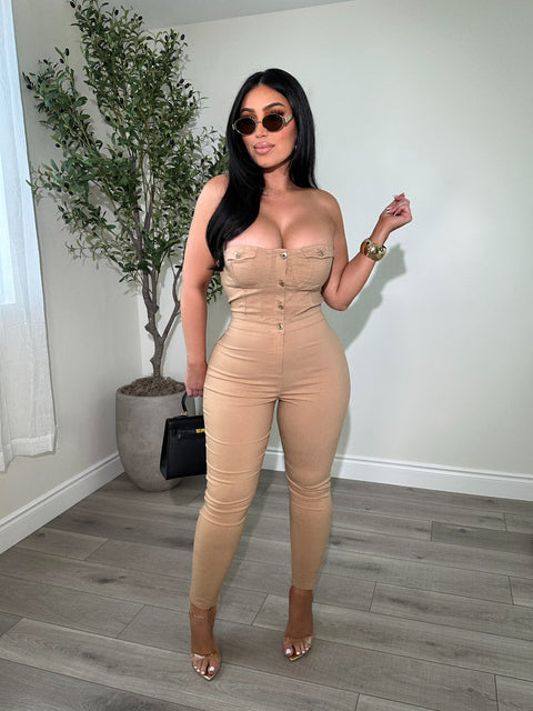 Miami Vibes Khaki Jumpsuit