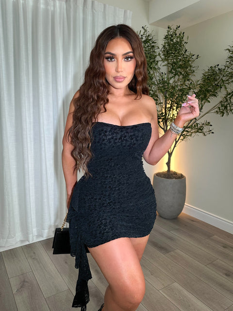Velour Black Micro Dress