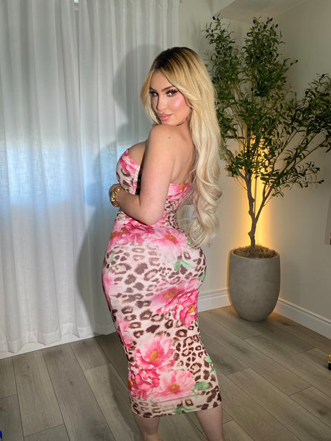 Pinky Leopard Bodycon Maxi