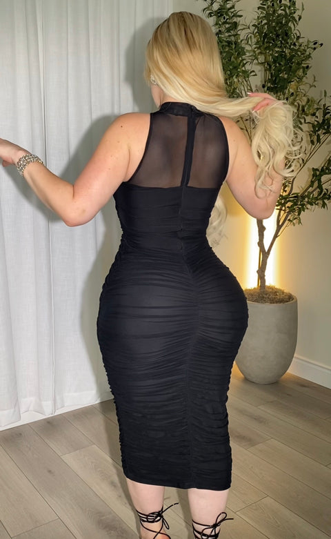 Opulent Black Midi Dress